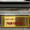 Biển chức danh đế gỗ, Bảng tên chủ tịch inox, Biển chức vụ công sở, Bảng tên nhân viên ủy ban