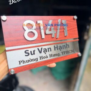 Biển số nhà vân gỗ, Bảng địa chỉ nhà, Số nhà gắn nổi, Bảng tên nhà inox